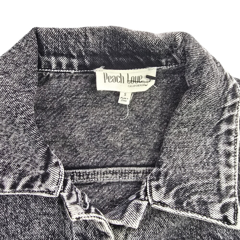 Acid Wash Cropped Denim Jacket Small | Y2K Grunge Festival Jean Jacket - Picture 3 of 11